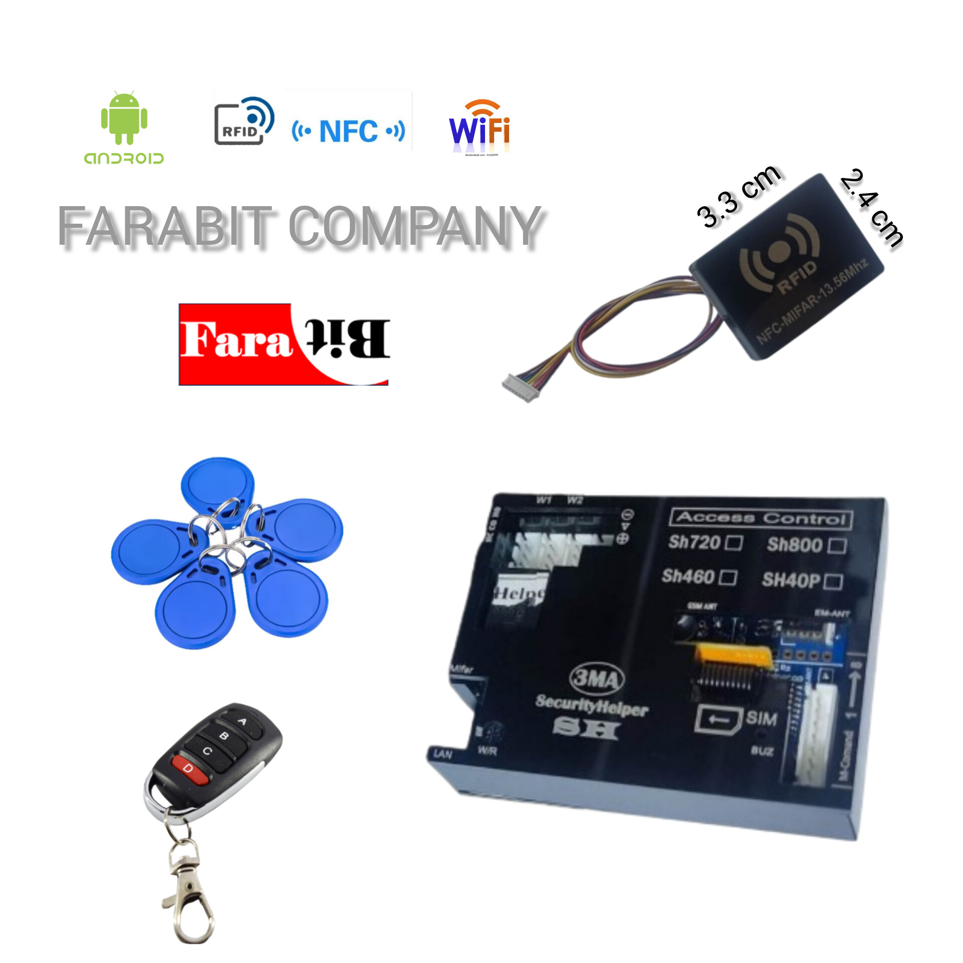 اکسس کنترل وای فای nfc و ریموتی SH720R مدیریت با wifi