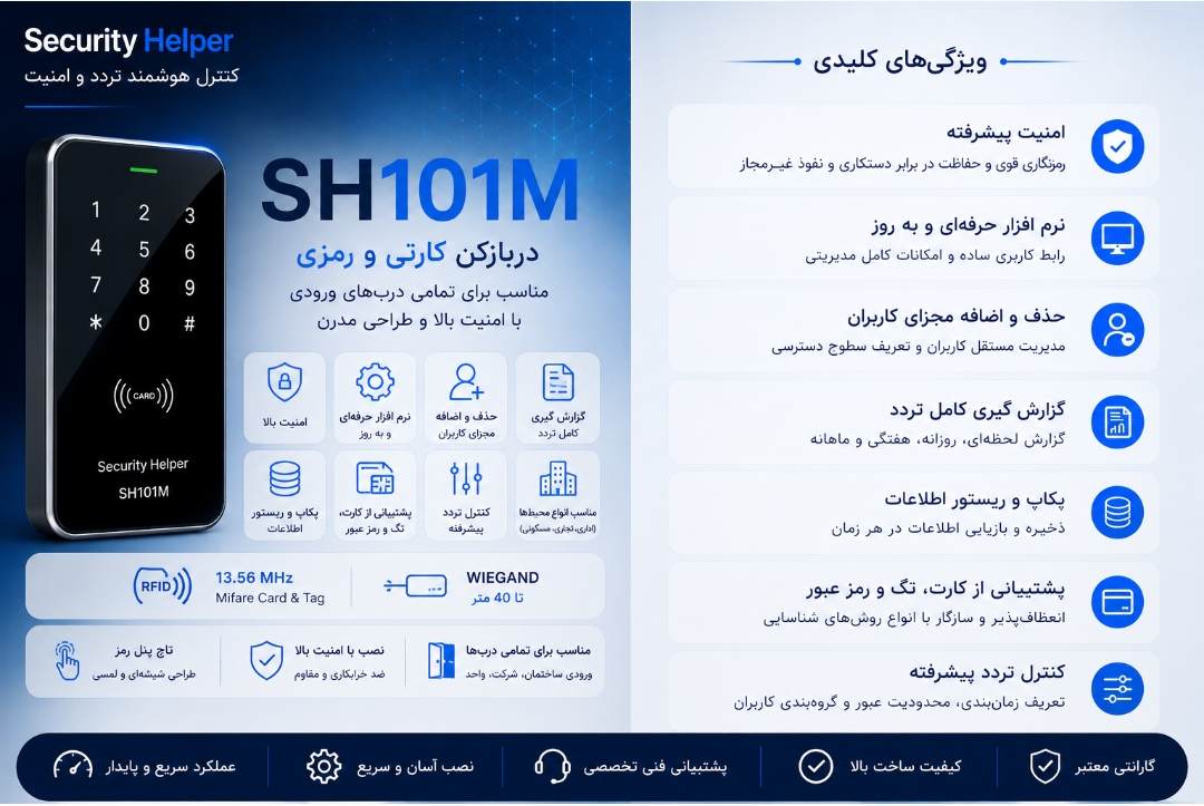 اکسس کنترل هوشمند لمسی SH101M ( دارای نرم افزار)