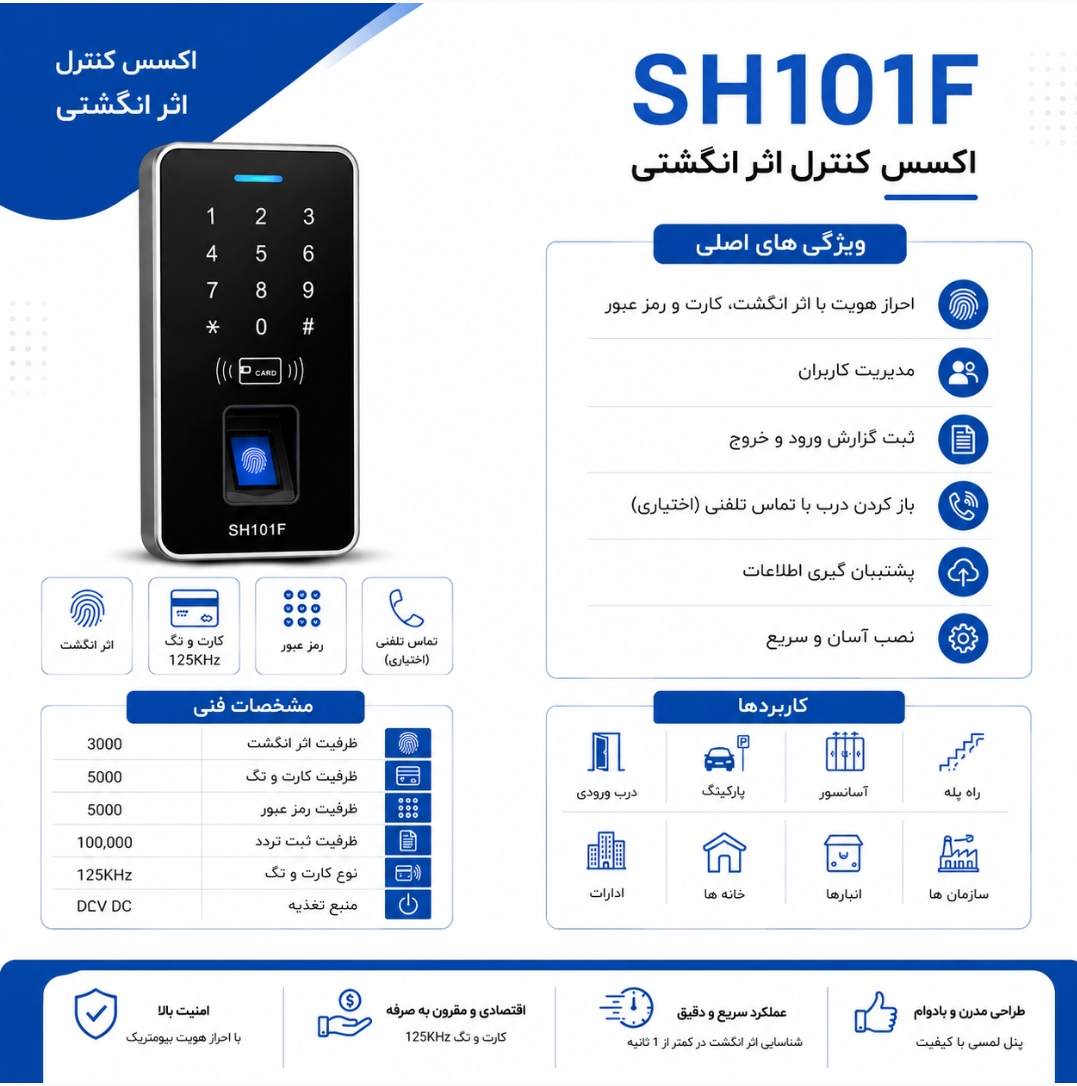 اکسس کنترل اثر انگشت SH101F | ارتباط ویگند رله خارجی